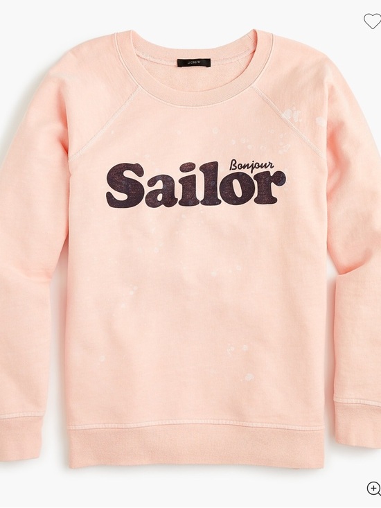 NEW J. Crew “Bonjour Sailor” Light Pink Sweatshirt with Slight Paint Splatter - Picture 2 of 8